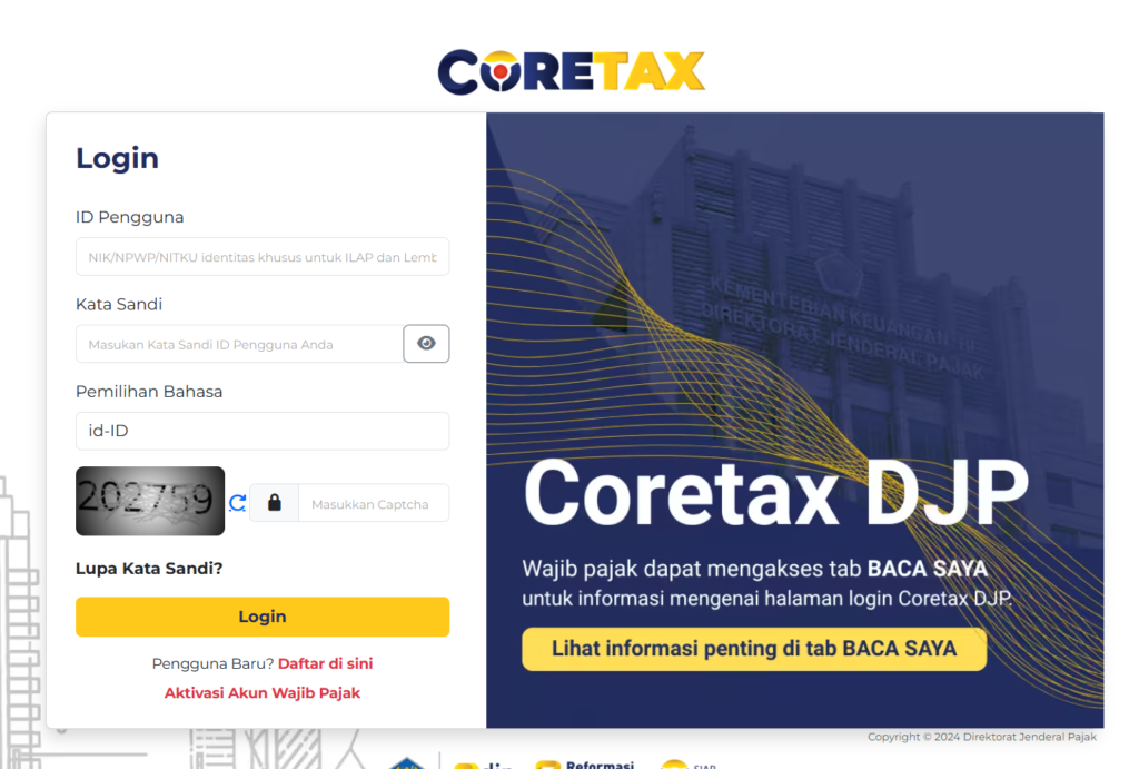 Cara login NPWP di Coretax yang baru